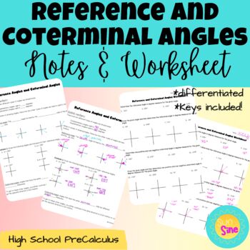 Preview of Reference and Coterminal Angles (in degrees) Notes and Worksheets