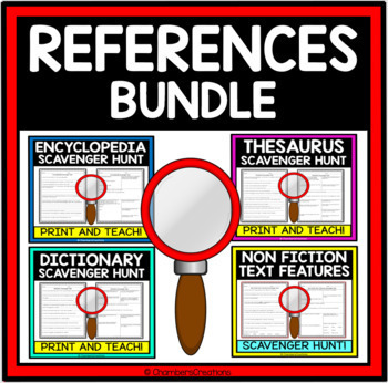 Preview of References Scavenger Hunt Dictionary Thesaurus Non Fiction