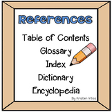 Word References | Table of Contents, Glossary, Index, Dict