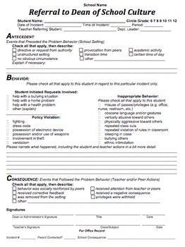 Preview of Referral - Behavioral Documentation Form