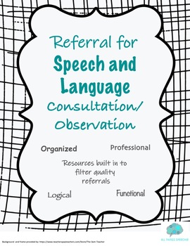 Preview of Referral Form for Speech and Language Consultation/ Observations