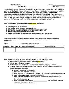 Preview of Reflect and Correct (for math assessments)