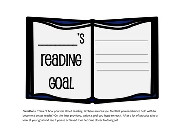 Preview of Reflect on Reading: My Reading Goal Template Back to School