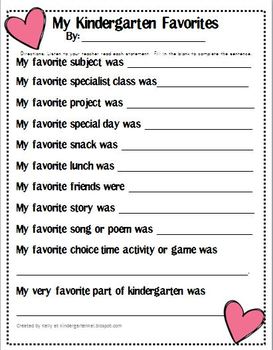 Reflecting on Kindergarten: End of the Year Writing Prompts by