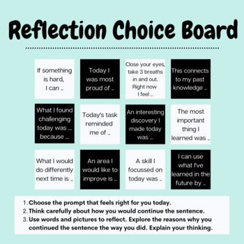 Preview of Reflection Choice Board