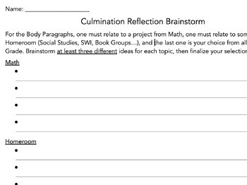 Preview of Reflection Essay & Project: Brainstorm