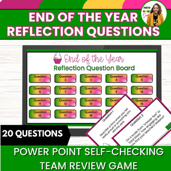 Preview of Reflection Questions End of the YearTeam Game Fun Activity 6th/7th Grade Math