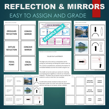 Preview of Reflection and Mirrors (Convex, Concave, Focal) Sort & Match STATIONS Activity