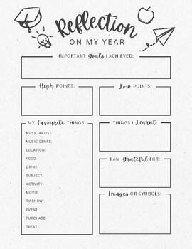 Preview of Reflection on My Year Worksheet | End of School Year Reflection