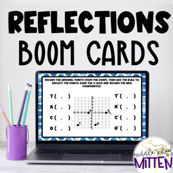 Preview of Reflections Across the X and Y Axis Boom Cards - Perfect for Distance Learning!