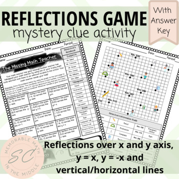 Preview of Reflections Activity - Transformations Math Mystery Clue Game