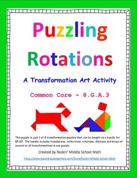 Preview of Rotations puzzle - Transformation Art Activity - CCSS 8.G.A.3