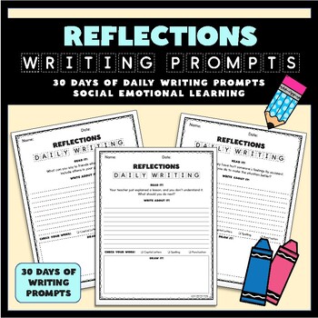 Reflections Daily Writing Prompts - 30 Days of SEL Writing for 2nd-5th ...