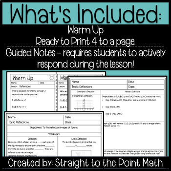 Reflections | Geometry | Guided Notes | Worksheet | Exit Slip | TPT