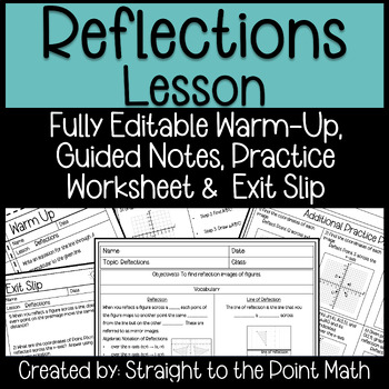 Preview of Reflections | Geometry | Warm Up | Guided Notes | Practice | Exit Slip