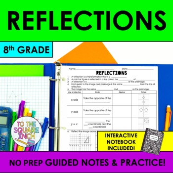 Preview of Reflections Notes & Practice | Guided Notes | + Interactive Notebook Pages