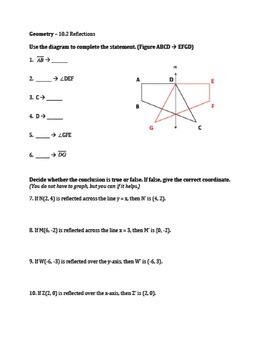 geometry reflections homework