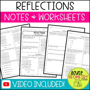 Preview of Reflections Guided Notes with Video Lesson and Practice Worksheet