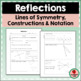 Reflections Worksheet Constructions Line Symmetry Notation Geometry
