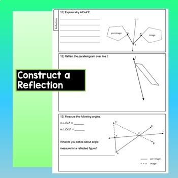 Reflections Worksheet Constructions Line Symmetry Notation Geometry
