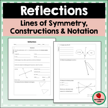 Preview of Reflections Worksheet Constructions Line Symmetry Notation Geometry