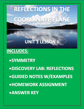 Preview of Reflections in the Coordinate Plane Editable Word Doc.