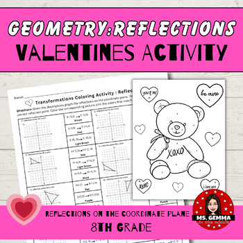 Preview of Reflections on the Coordinate Plane : Valentines Activity