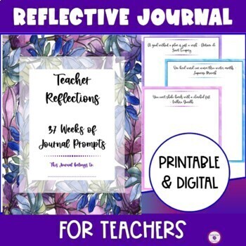 Preview of Reflective Journal for Teachers with 37 Inspiring Quotes
