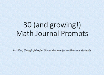 Preview of Reflective Math Journal Prompts