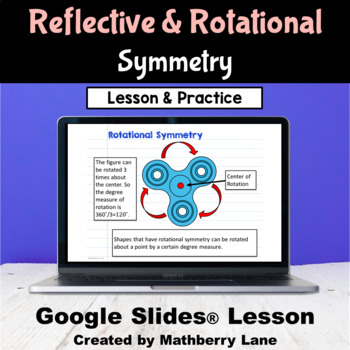 Preview of Reflective & Rotational Symmetry Digital Lesson Plan Guided Notes Google Slides