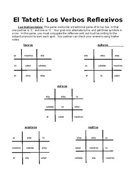 Preview of Reflexive Conjugation Tic-Tac-Toe