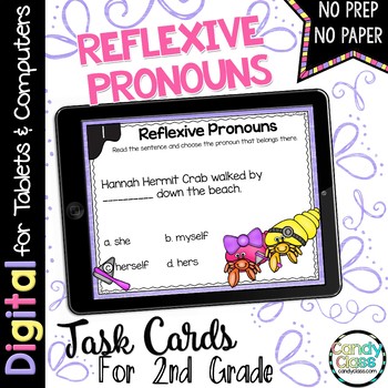 Preview of Reflexive Pronoun 2nd Grade Grammar Practice Google Slides Digital Resource 