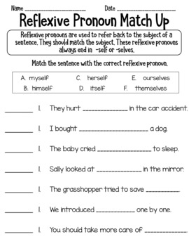 Reflexive Pronoun Worksheets by LearnersoftheWorld | TpT