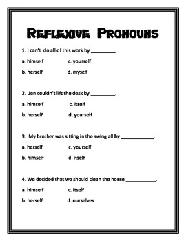 reflexive pronouns 2nd grade common core by heather