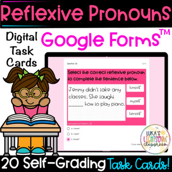 Preview of Reflexive Pronouns Digital Task Cards | Self-Grading Google Forms