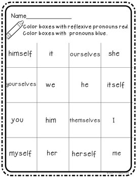 Reflexive Pronouns Activities! 2nd Grade Common Core 2.L.1c | TpT