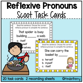 Preview of Reflexive Pronouns Task Cards Scoot Activity