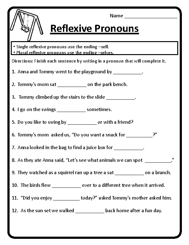 Reflexive Pronouns Worksheet For Grade 6 3 Your Home Teacher Gambaran