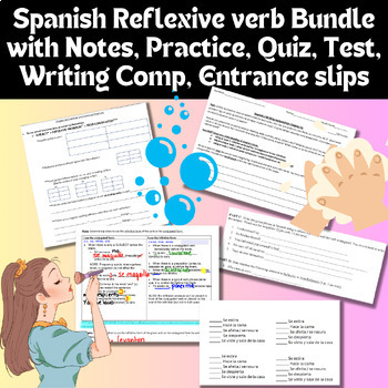 Preview of Reflexive Verbs Infinitive vs. Conjugated Notes, Practices, Quiz, Test, Comps
