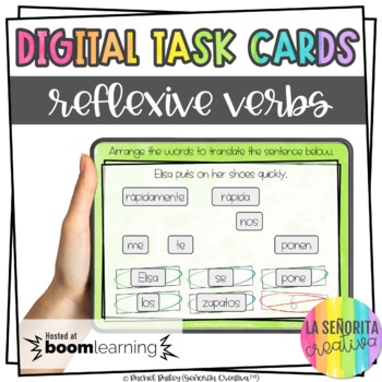 Preview of Reflexive Verbs Digital Task Card Activity | BOOM Cards | Verbos Reflexivos