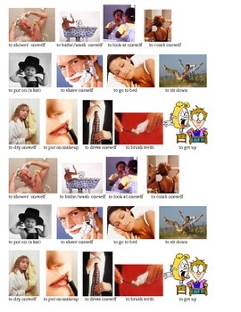 Preview of Reflexive Verbs Flashcards with Pictures