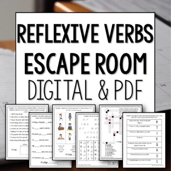 Preview of Reflexive Verbs Spanish Escape Room digital and printable