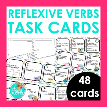 Preview of Reflexive Verbs Spanish Task Cards | Spanish Reflexive Verbs | Spanish Grammar