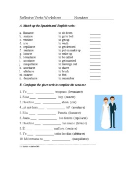 Preview of Reflexive Verbs in Spanish Worksheet: Verbos Reflexivos