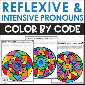 Preview of Reflexive and Intensive Pronouns Worksheet Color by Number Activity