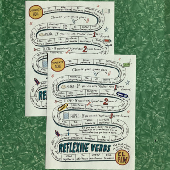 reflexive verbs game board spanish verb practice printable by darin carlisle