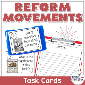 Preview of Reform Movements of the 1800s Task Cards Activity