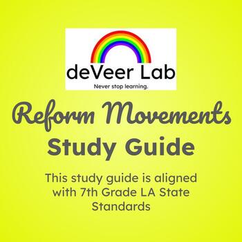 Preview of Reform Movements Unit Study Guide