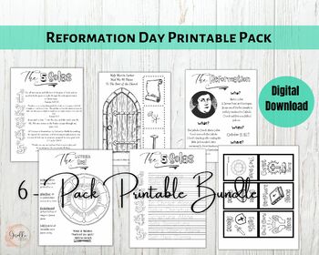 Preview of Reformation Day Printable, Five Solas Activity, Reformation Theology Lesson,