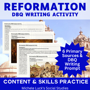 Preview of Reformation Document Analysis Writing Assignment DBQ Format